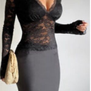 NWOT Runaway the label y2k black lace top - small